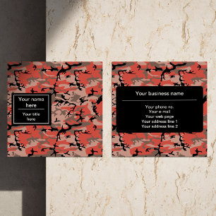 Red and Brown Camo, Camouflage, Military, Army Square Business Card