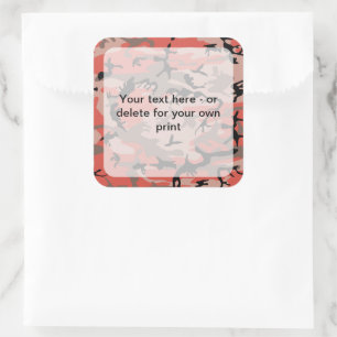 Red and Brown Camo, Camouflage, Military, Army Square Sticker