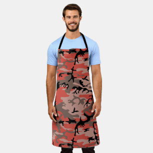 Red and Brown Camouflage, Military, Army Apron