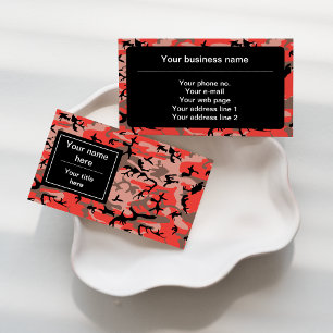 Red and Brown Camouflage, Military, Army Business Card