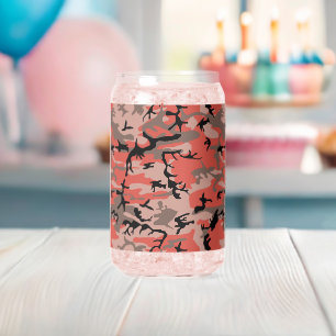 Red and Brown Camouflage, Military, Army Can Glass