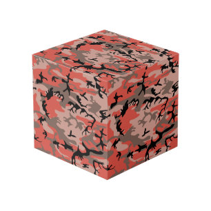 Red and Brown Camouflage, Military, Army Cube