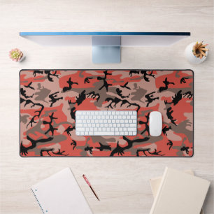 Red and Brown Camouflage, Military, Army Desk Mat