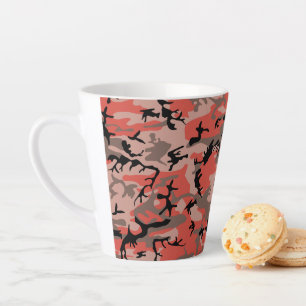 Red and Brown Camouflage, Military, Army Latte Mug