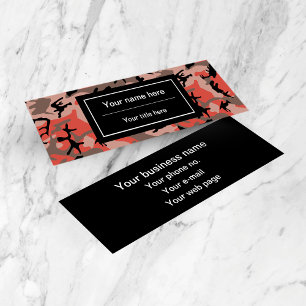 Red and Brown Camouflage, Military, Army Mini Business Card