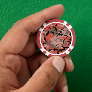 Red and Brown Camouflage, Military, Army Poker Chips