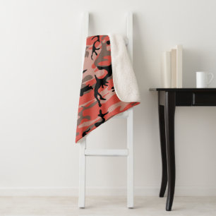 Red and Brown Camouflage, Military, Army Sherpa Blanket