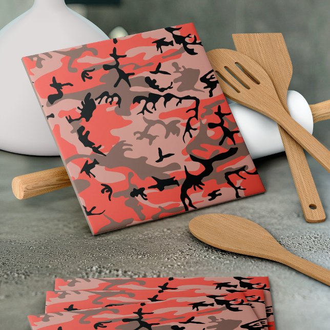 Red and Brown Camouflage, Military, Army Tile (Creator Uploaded)