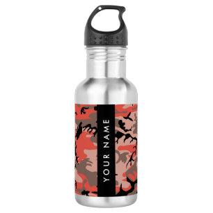 Red and Brown Camouflage Your name Personalise 532 Ml Water Bottle