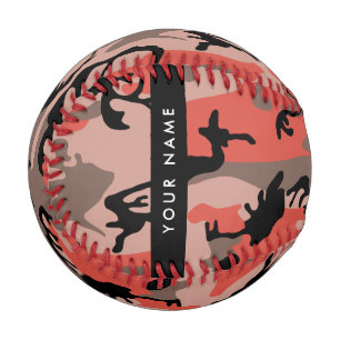 Red and Brown Camouflage Your name Personalise Baseball
