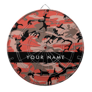 Red and Brown Camouflage Your name Personalise Dartboard