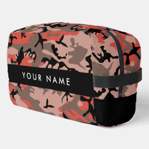 Red and Brown Camouflage Your name Personalise Dopp Kit