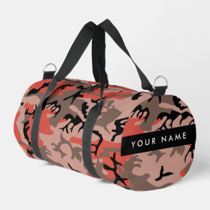 Red and Brown Camouflage Your name Personalise Duffle Bag