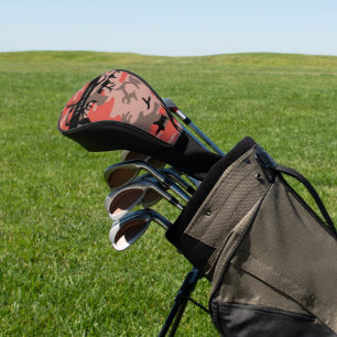 Red and Brown Camouflage Your name Personalise Golf Head Cover