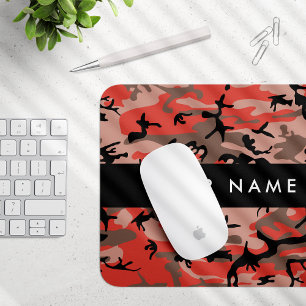 Red and Brown Camouflage Your name Personalise Mouse Pad