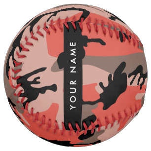 Red and Brown Camouflage Your name Personalise Softball