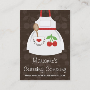 Red and Brown Cherry Heart Apron Business Cards