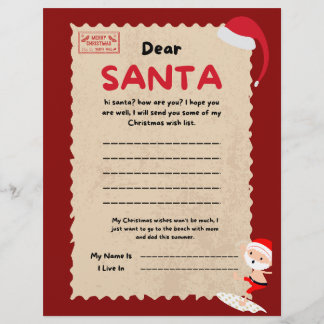 Red and Brown Cute Santa Letter. Flyer