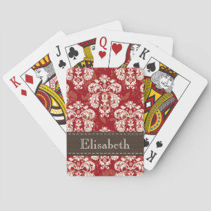 Red and Brown Damask Bicycle® Playing Cards
