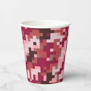 Red and Brown Digital Camouflage Paper Cups