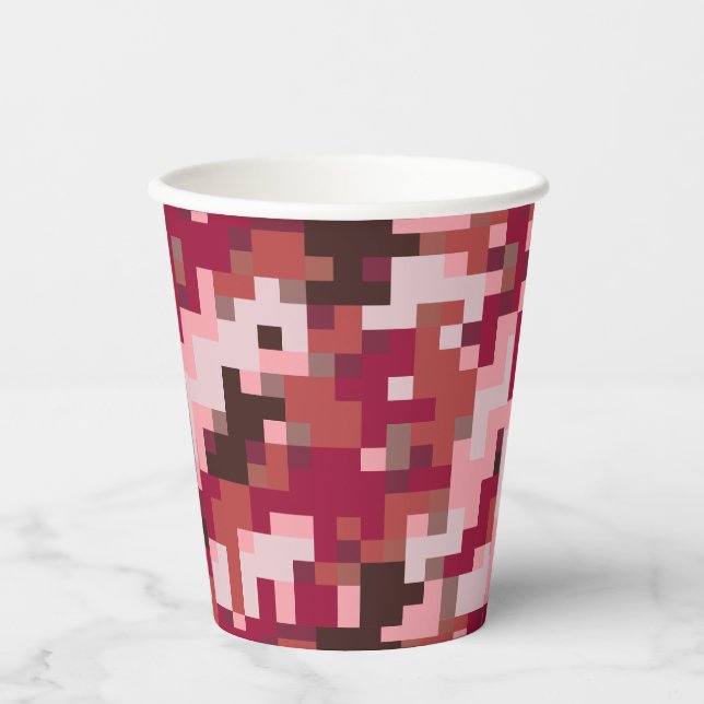 Red and Brown Digital Camouflage Paper Cups (Front)
