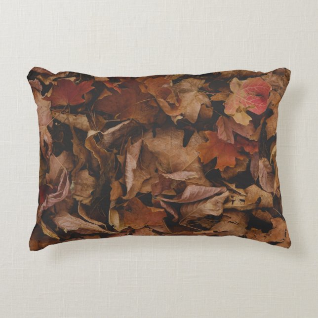 RED AND BROWN LEAVES ON GROUND DECORATIVE CUSHION (Front)
