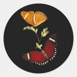 Red And Brown Monarch Butterflies - Detailed Graph Classic Round Sticker