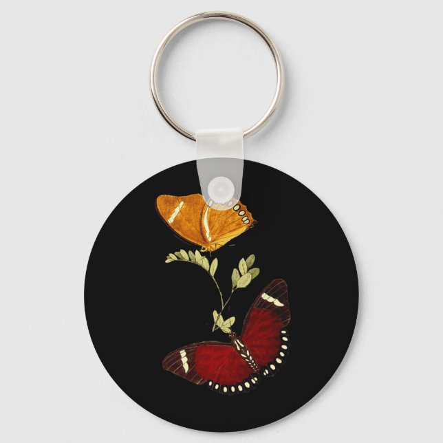 Red And Brown Monarch Butterflies - Detailed Graph Key Ring (Front)