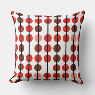Red and Brown Polka Dot Stripe Pattern Cushion