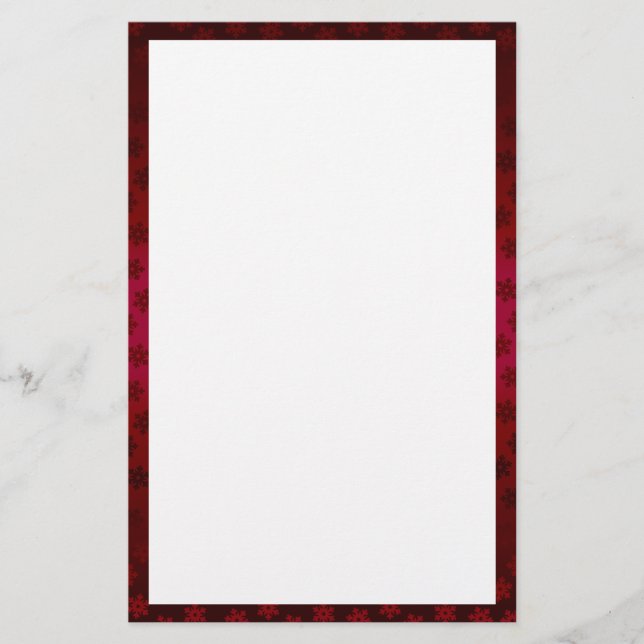 Red and Burgundy Snowflake Border Stationery (Front)