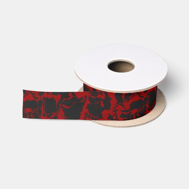 Red and Charcoal abstract   Satin Ribbon (Spool)