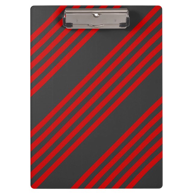 Red and charcoal five stripe pattern clipboard (Front)