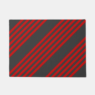 Red and charcoal five stripe pattern doormat