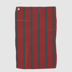Red and charcoal five stripe pattern golf towel