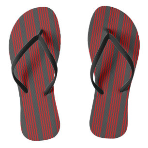 Red and charcoal five stripe pattern jandals