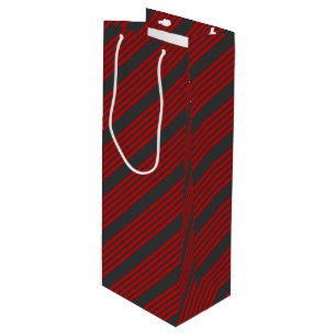 Red and charcoal five stripe pattern wine gift bag
