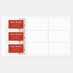 Red and Christmas Background Address Label