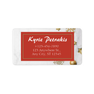 Red and Christmas Background Return Address Label