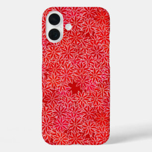 Red and coral flowers, dark red background iPhone 16 plus case