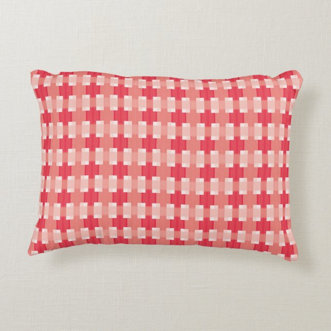 Red and Coral Plaid Decorative Cushion (Back)