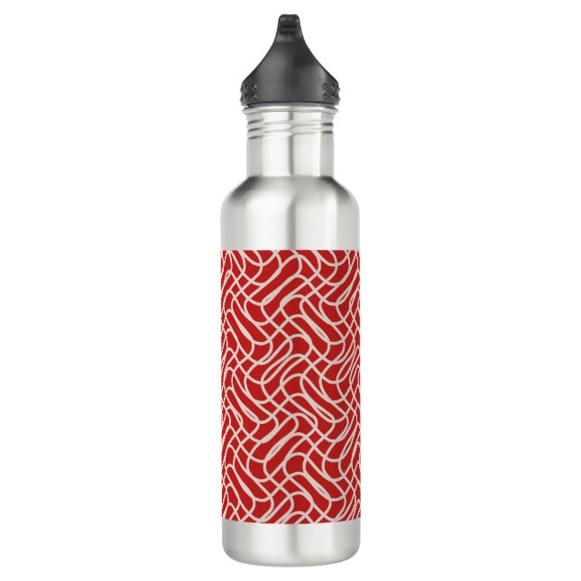 Red And Cream Abstract Line Pattern 710 Ml Water Bottle (Right)