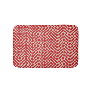 Red And Cream Abstract Line Pattern Bath Mat