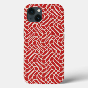 Red And Cream Abstract Line Pattern iPhone 13 Case