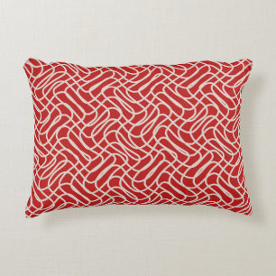Red And Cream Abstract Line Pattern Decorative Cushion
