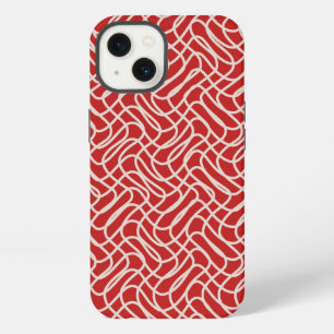 Red And Cream Abstract Line Pattern iPhone 13 Case