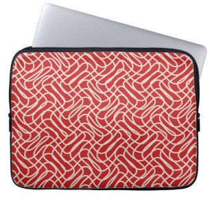 Red And Cream Abstract Line Pattern Laptop Sleeve