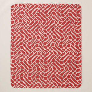 Red And Cream Abstract Line Pattern Sherpa Blanket