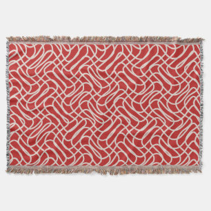 Red And Cream Abstract Line Pattern Throw Blanket