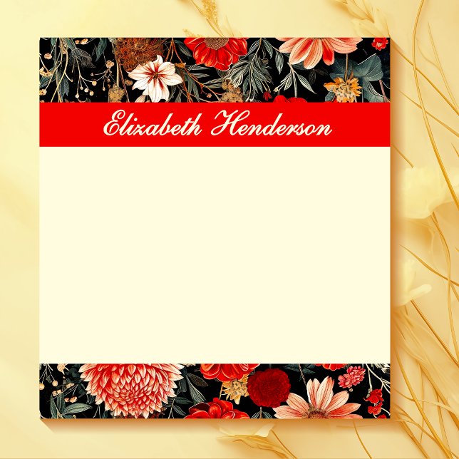 Red and Cream Dark Floral Notepad (Creator Uploaded)