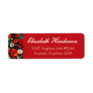 Red and Cream Dark Floral Return Address Label